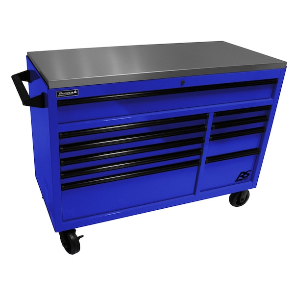 Homak 54in RS Pro 10-Drawer Roller Cabinet with ss top-Blue BL04054014 - main